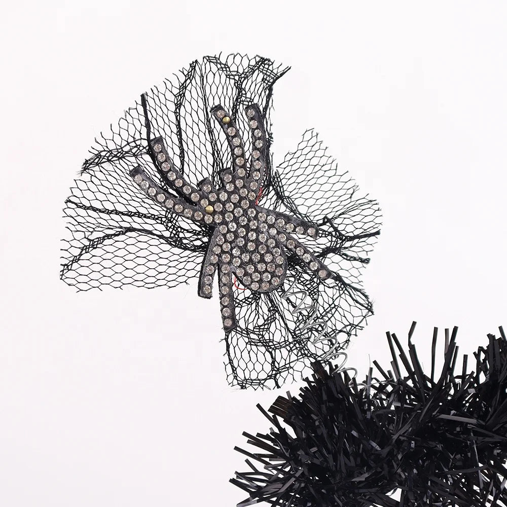 Halloween & Day of the Dead Black Feathers Tinsel Spider Bat Tentacles Boppers Halloween Party Headband Celebration Spider Web Headband Costume Accessories
