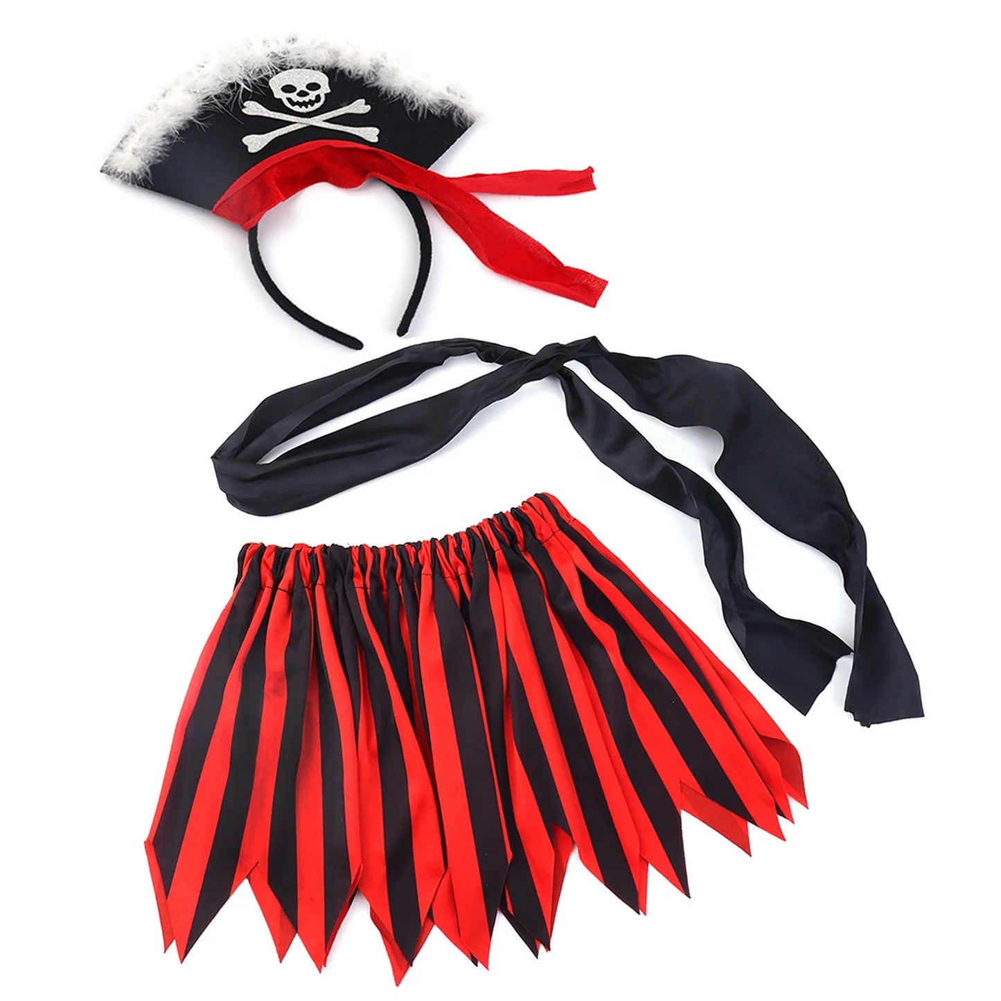 Halloween & Day of the Dead Dress Up American Pirate Costume Pirate Girl Pirate Dress - Dress, Headband, and Belt