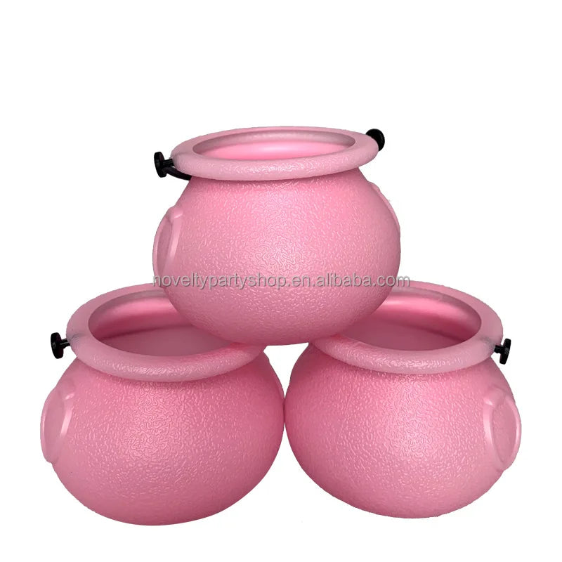 Halloween & Death Day Novelty Mini Colorful Halloween Cauldron Plastic Cauldron Portable Witch Cauldron with Handle