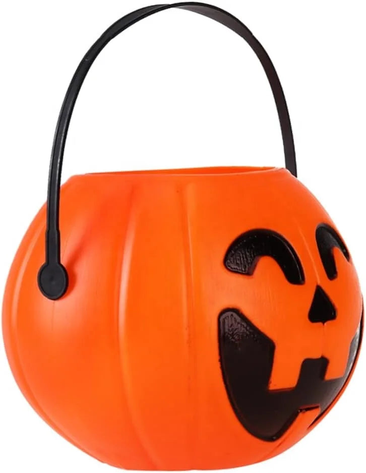 Halloween & Day of the Dead 17cm Children Trick or Treat Halloween Party Favors Large Portable Pumpkin Plastic Halloween Buckets for Children