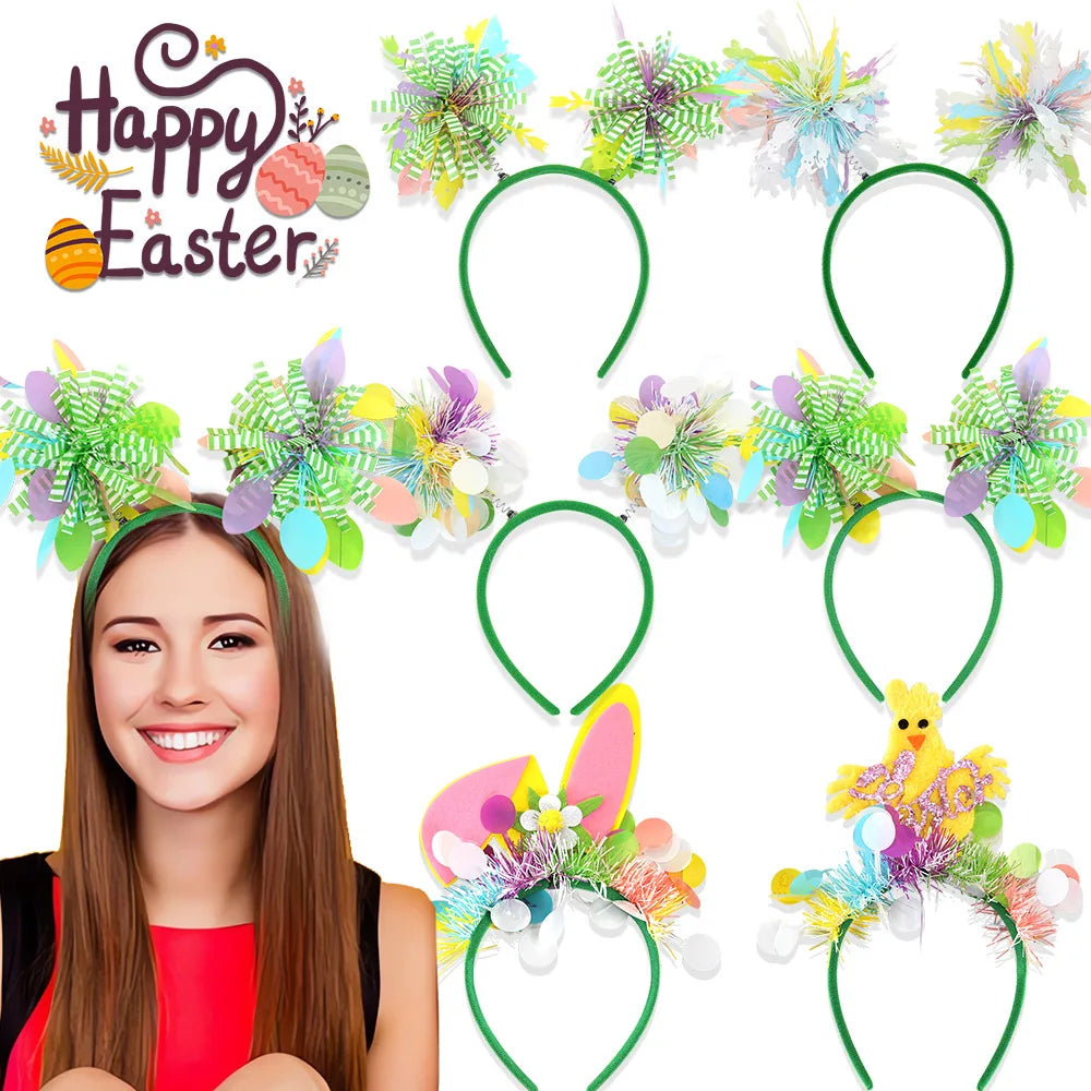 Easter and Thanksgiving 3 Products Eco-Friendly Easter Boppers Chicks Decorative Rabbit Ear Headgear Photography Booth Props Easter Party Headbands