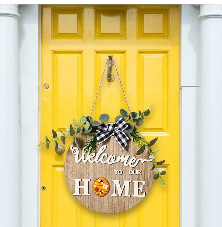 Wooden handicrafts, newly arrived movable round farm door decoration, harvest festival welcome wooden sign