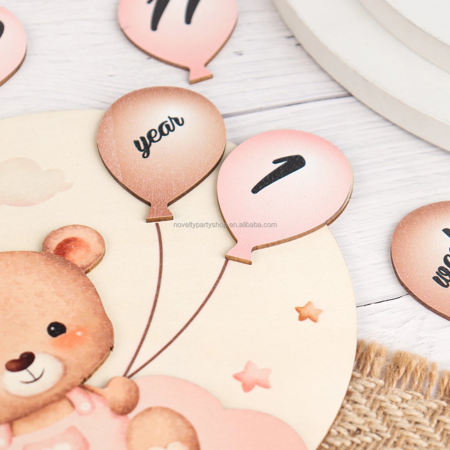 Birthday party newborn wooden milestone sign newborn photography props baby bear growth photo props