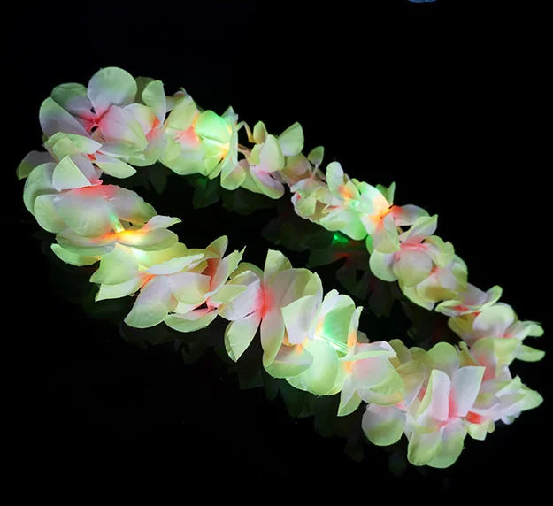 Light Necklace Hawaiian Christmas Light Emitting Diode Light Necklace Hawaiian Flower Thunder Hula Graduation Necklace Flower Les Wreaths