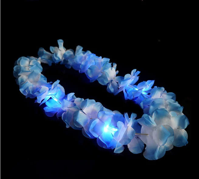 Light Necklace Hawaiian Christmas Light Emitting Diode Light Necklace Hawaiian Flower Thunder Hula Graduation Necklace Flower Les Wreaths