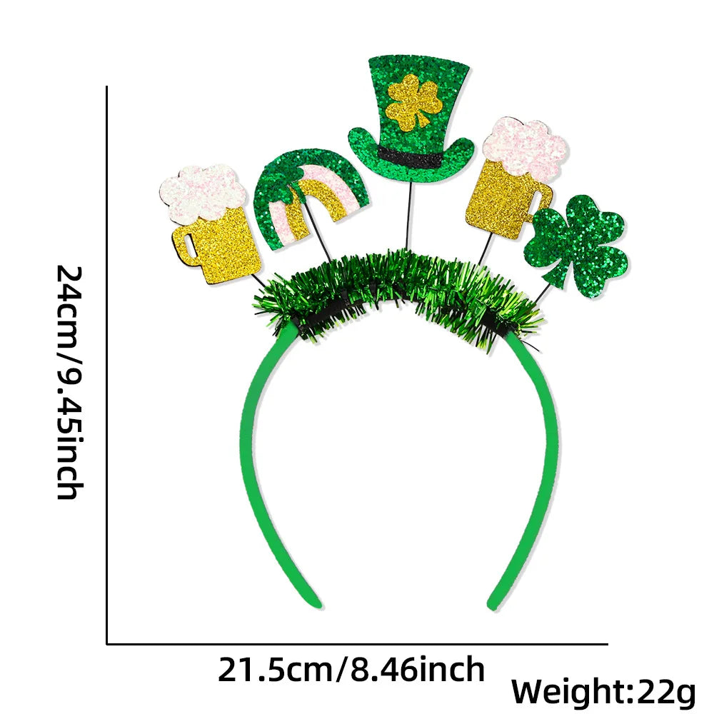 Easter and Thanksgiving 3 Wholesale Markrts Gifts Green Glitter Sequins Irish Shamrock Lucky Headband Festival Party Supplies St. Patrick's Day Headbands