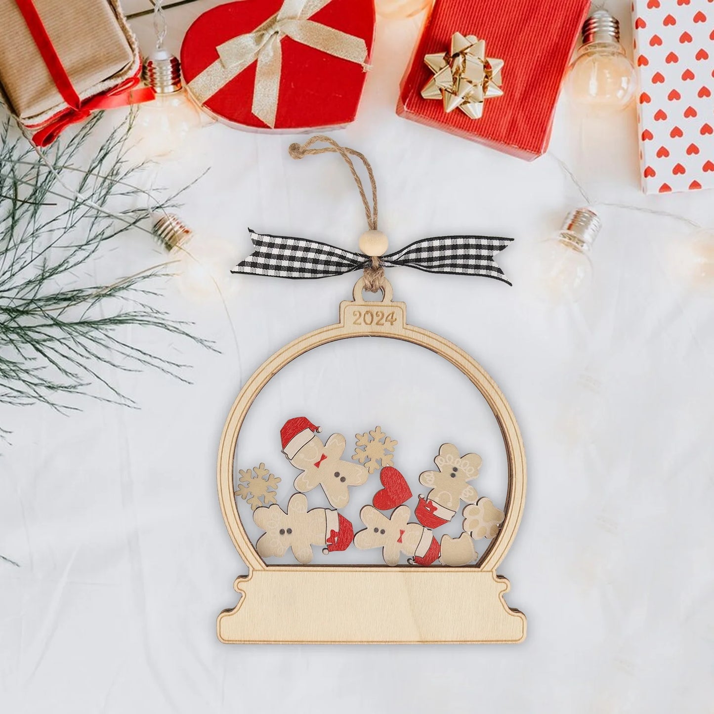 Personalized Gingerbread Hat Family Christmas Ornaments Custom Home Ornaments 2024 Family 4D Milkshake Ornaments