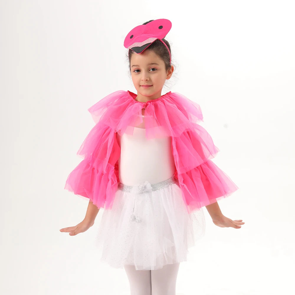 Festa de Aniversário 2 Atacado Rosa Flamingo Rosa Festa de Aniversário Vestir Menina Natal Halloween Cosplay Traje Tiara Saia 