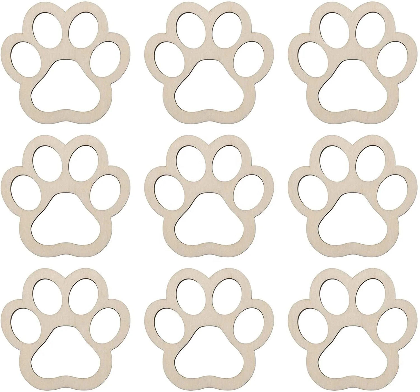 Pet Festival, Dog Bone Shaped Wood Unfinished Blank Bone Incision Laser Cutting Unfinished Paw Print Shaped Wood Incision