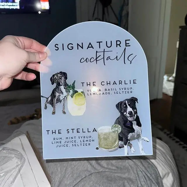 1 Wedding Party, Signature Cocktail Frosted Acrylic Wedding Bar Logo Custom Wedding Bar Logo Personalized Bar Drink Logo Menu After Party