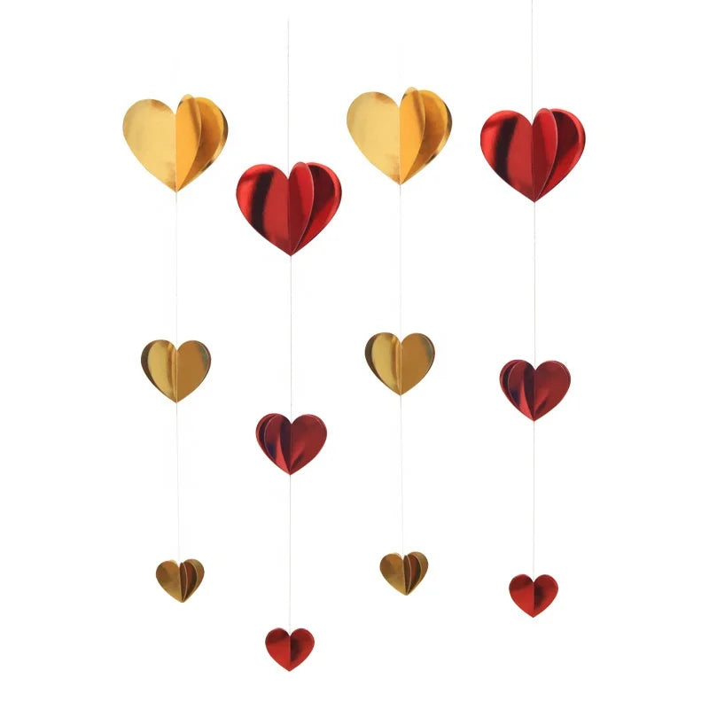 1 Wedding Party, Novelty Party 3D Heart Hanging Paper Wreath Mother's Day Banner Anniversary Wedding Decoration