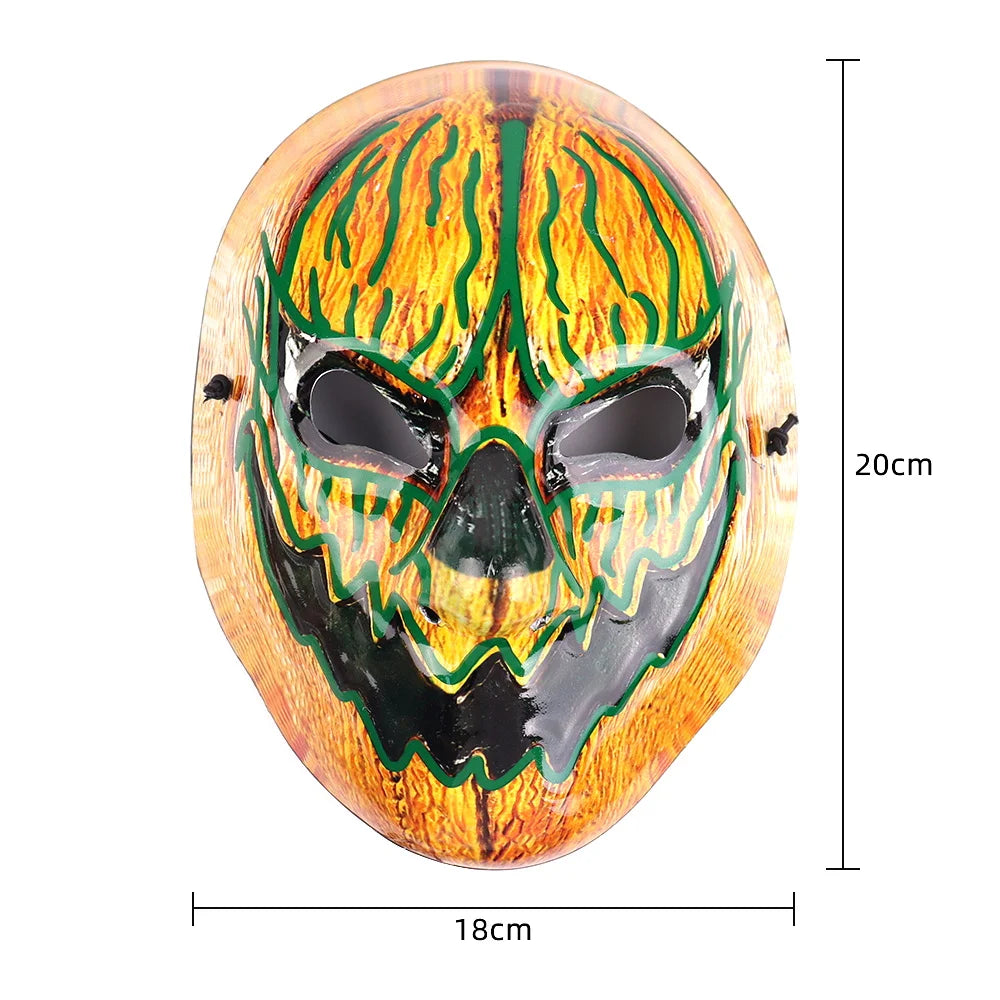 Halloween & Day of the Dead Light Emitting Diode Horror Mask Celebrate Mardi Gras Halloween Party Decoration Plastic Horror Pumpkin Monster Decoration Halloween Sparkle Mask
