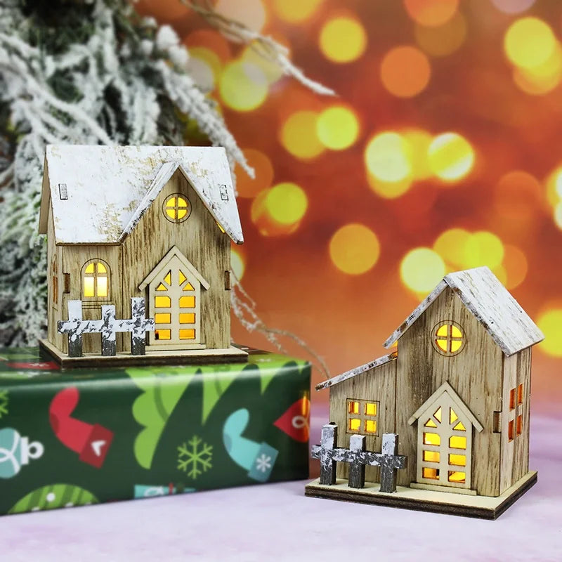 Christmas Decorations Luminous Chalet Led Wooden Christmas Tabletop Decorations 