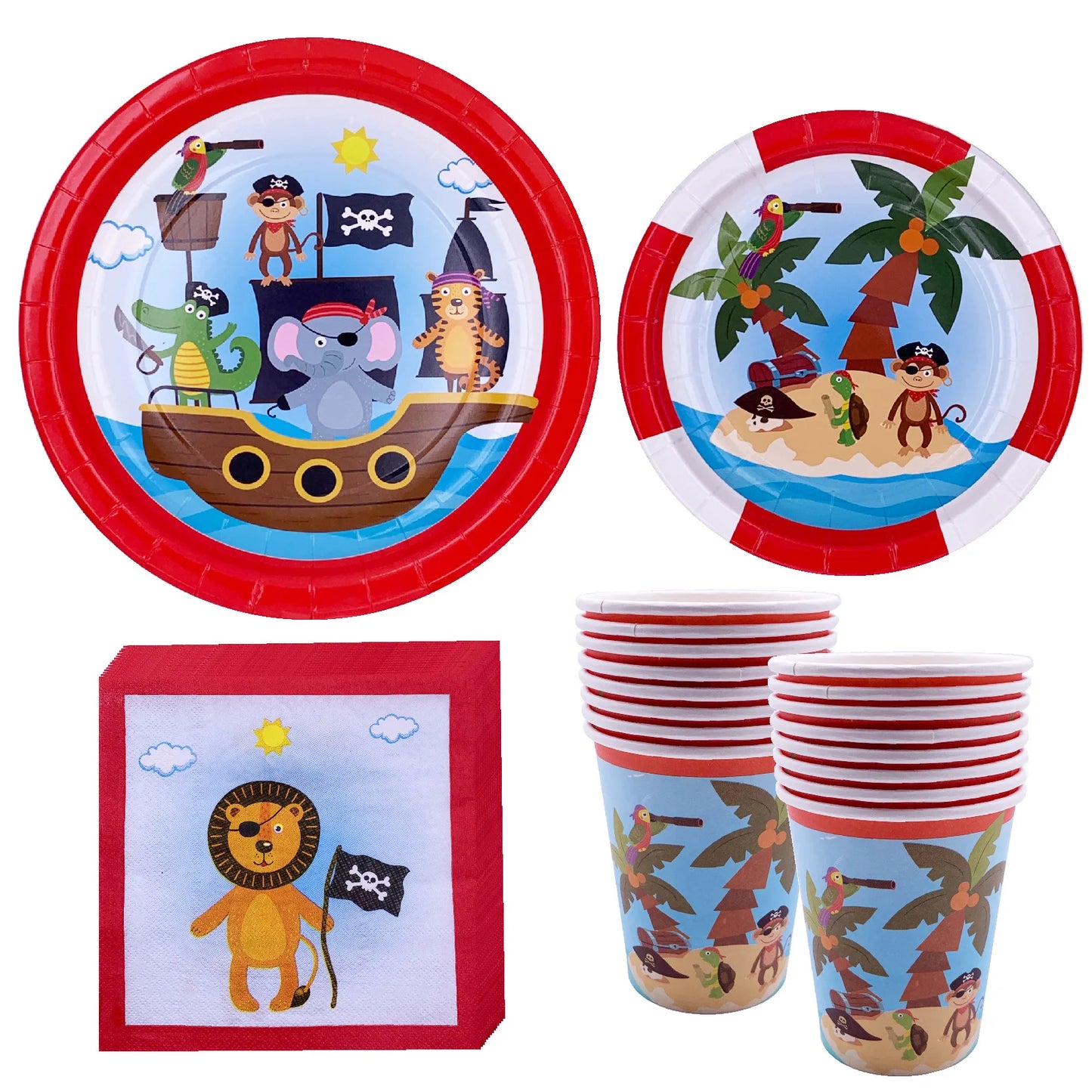 Birthday Party 2 New Arrive Zoo Pirate Themed Birthday Party Supplies Baby's Birthday Decorations Pirate Kids' Birthday Party Tableware