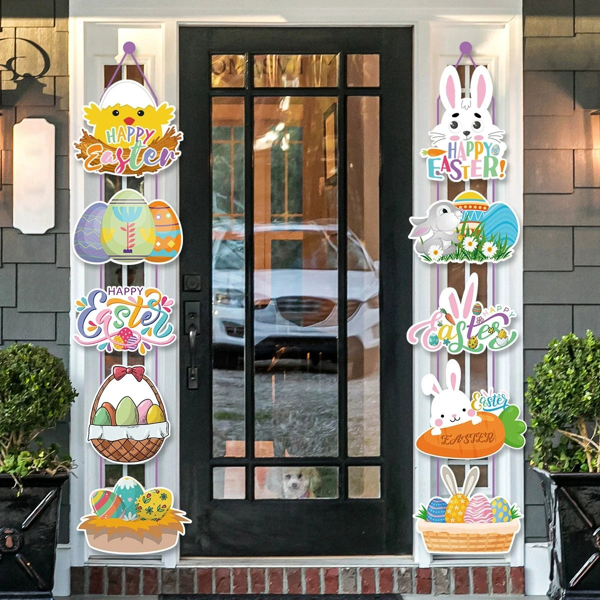 Easter and Thanksgiving 3 Novelty 2025 New Easter Bunny Paper Door Hanger Cartoon Party Ornaments Home Festival Pendant