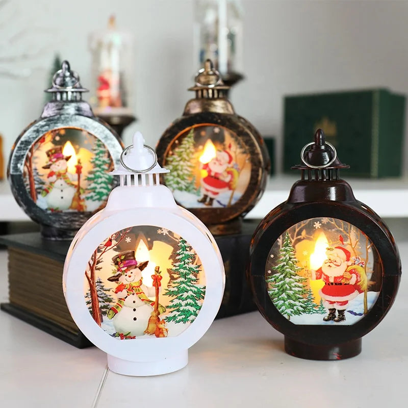 Light Emitting Diode Christmas Plastic Lantern Candlestick Light Emitting Diode Light Night Light Snowman Decoration Christmas Tabletop Light Emitting Diode Lantern
