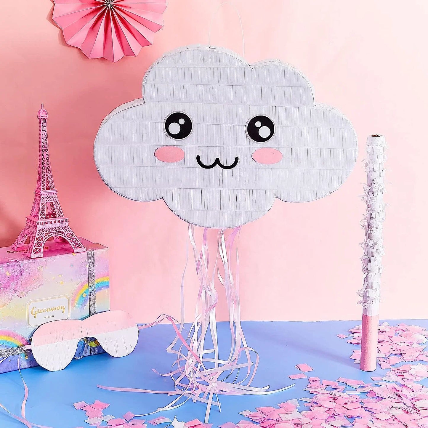 Birthday Party 2 Rainbow Party Ornaments Cloud Ornaments Piñata La String Cloud Piñata Bat with Blindfold