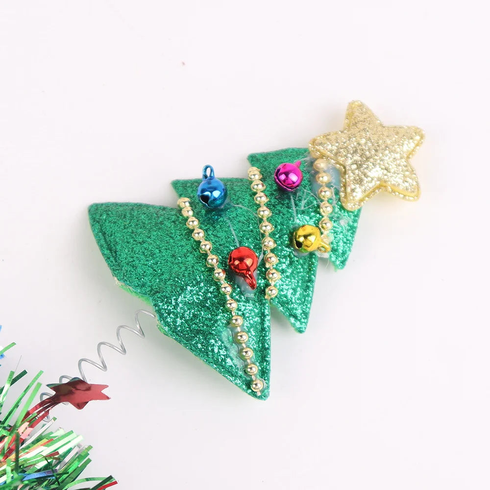 BSCI Custom Design Christmas St. Patrick's Day Party Gift Gold Pentagram Fabric Green Christmas Tree Hairpin