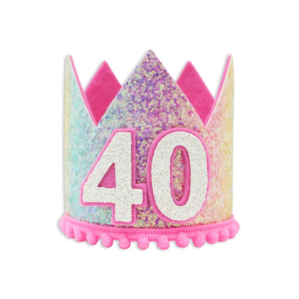 Birthday Party 2 Rainbow Baby Girl 1st Birthday Hat Headgear Headband Shiny Gold Flower Style Crown Birthday Party Crown Headband Hat