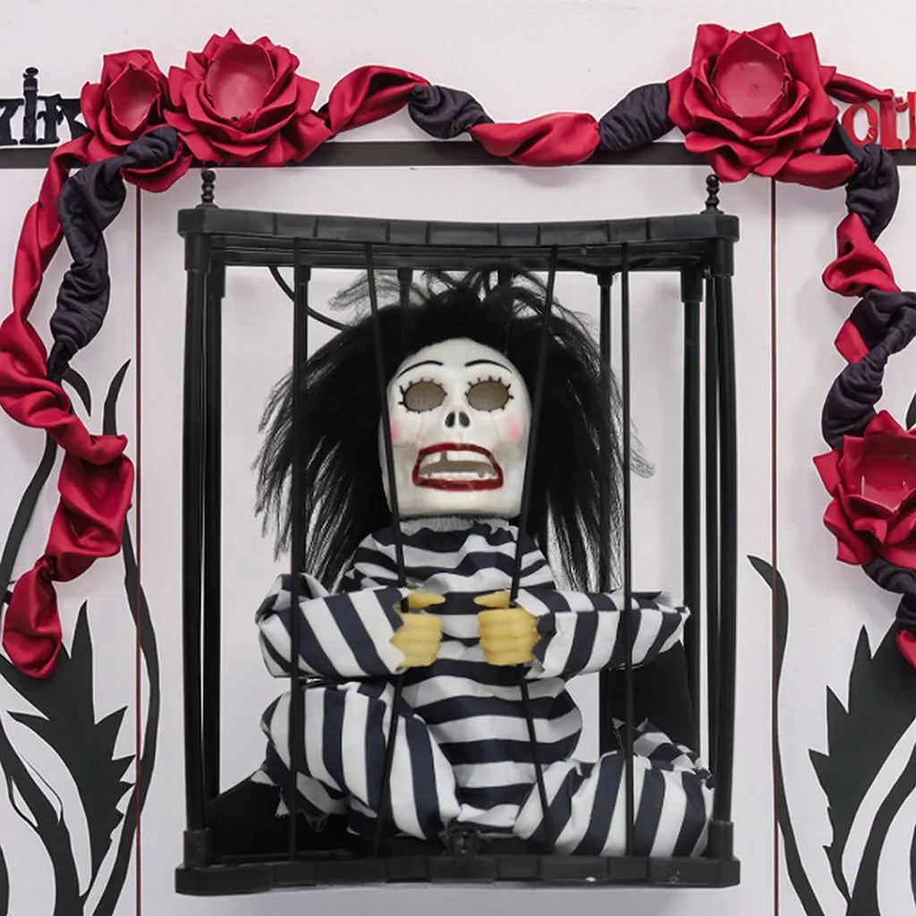 Halloween & Day of the Dead Decorate Horror Props Scary Skull Clowns Decorate Halloween Parties in Cages and Escape Rooms