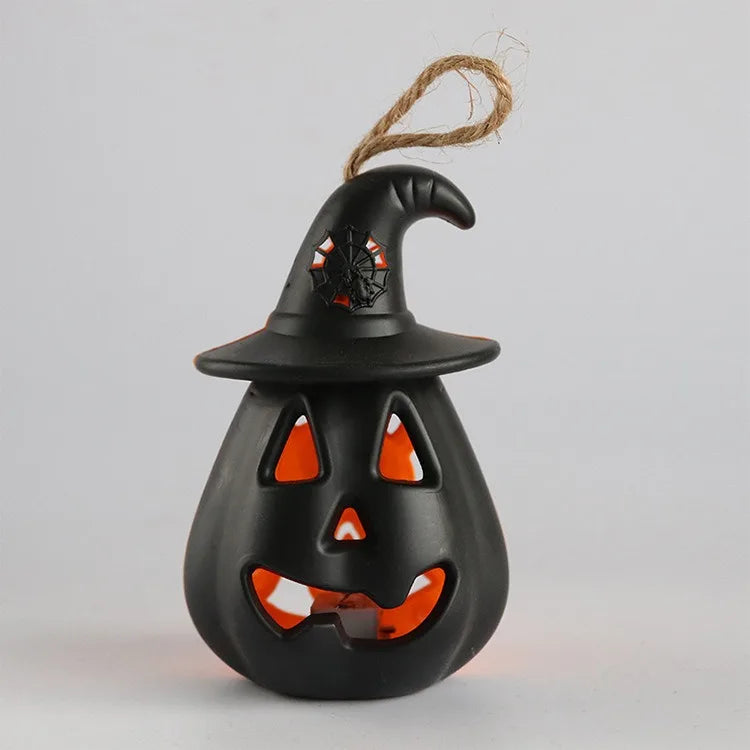 Halloween & Day of the Dead 12 * 8cm Flash LED Halloween Party Tree Decoration Scary Jack-O-Lantern Flickering Hanging Halloween Double Color Pumpkin Lanterns