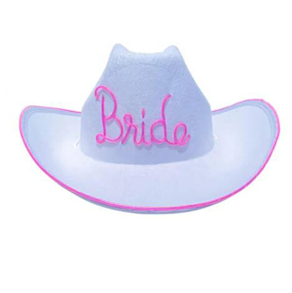 Bachelorette Party 1 New Arrival Funny Cowgirl Party Hat Bachelorette Party Dress Up Cowboy Hat Glow White Bridal Party Hat