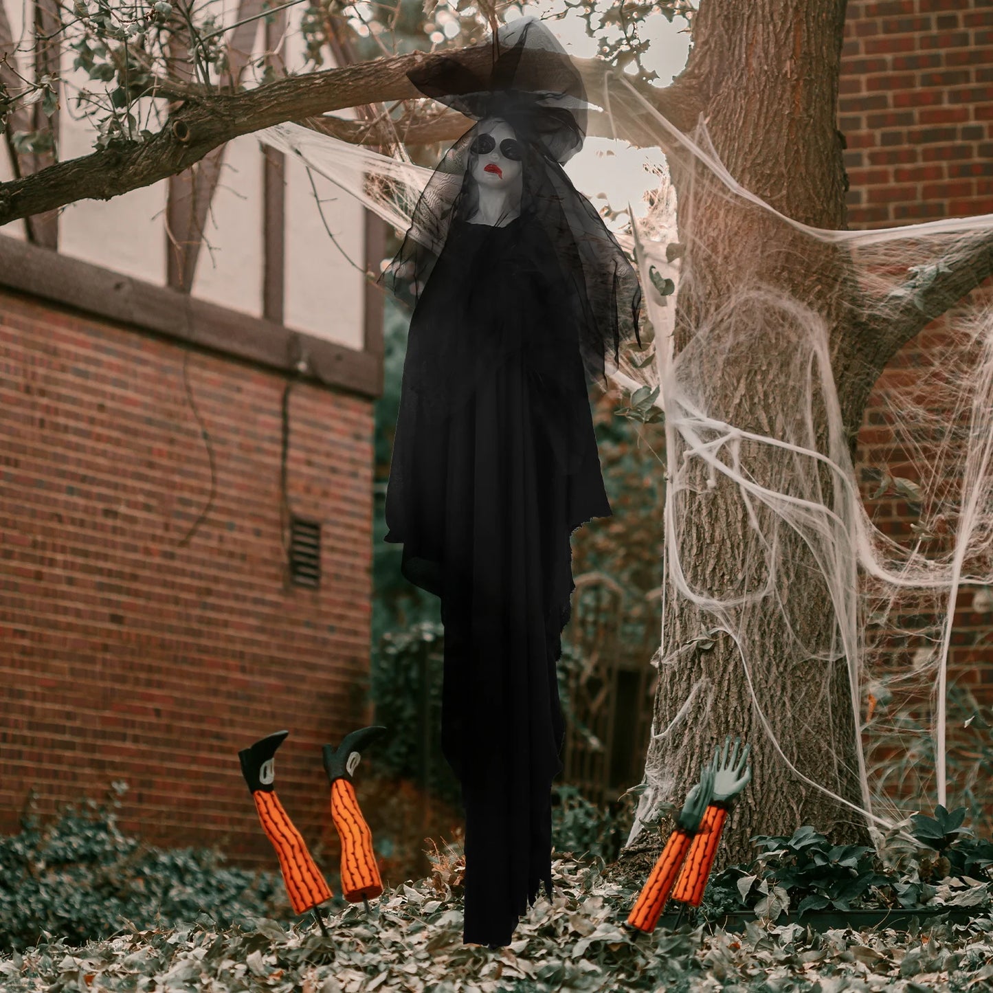 Halloween & Death Day 130cm Halloween Hanging Ghost Bride Decoration and Halloween Skeleton Flying Ghost Decoration for Indoor and Outdoor