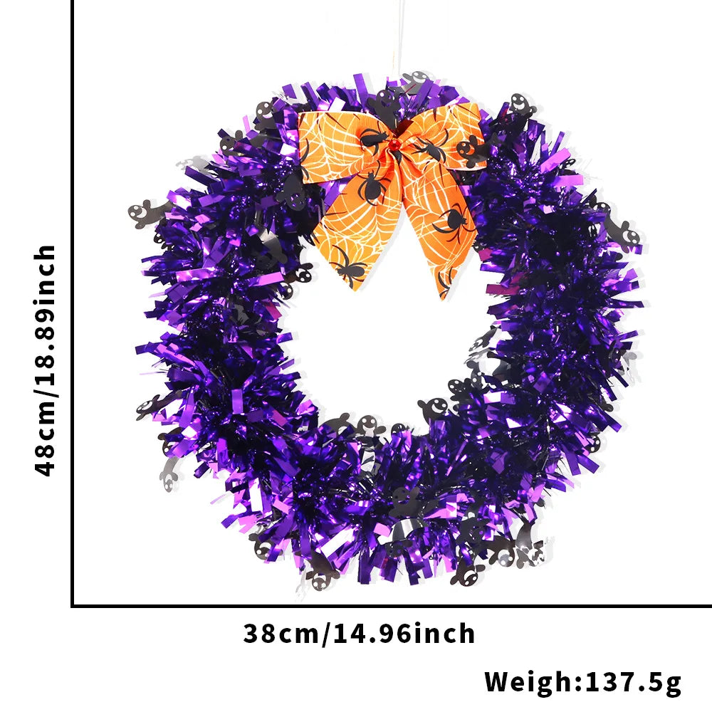 Decoração de Halloween e Dia dos Mortos para Jardim e Pátio, Janela, Anel de Videira, Porta, Cinto de Fome, Laço, Fita, Guirlanda de Lantejoulas, Guirlanda de Halloween 