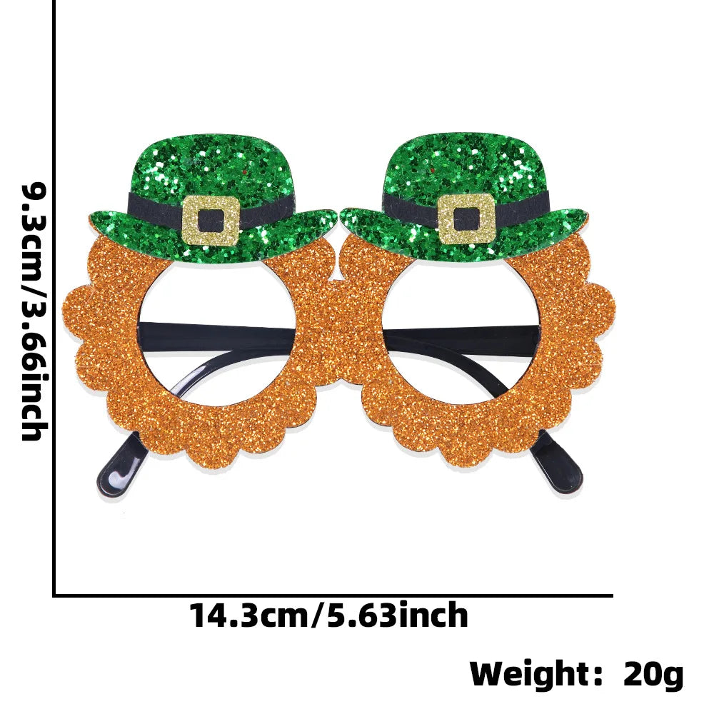 Easter and Thanksgiving 3 Irish Green Shamrock Shamrock Party Love Costume Accessories Eyeglass Frames Selfie Photo Booth Props St. Patrick's Day Glasses