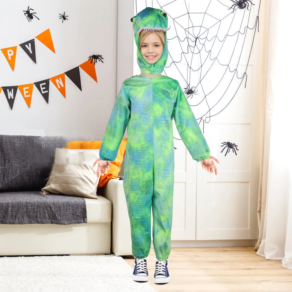 Halloween & Death Day 95cm Baby Animal Costumes Unisex Toddler Dinosaur Outfit Halloween Dress up Romper Hat Costume Set Party Decorations
