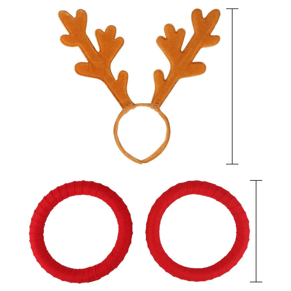 BSCI Christmas party supplies plush brown polygonal red hair band accessories daily wear Christmas reindeer headband