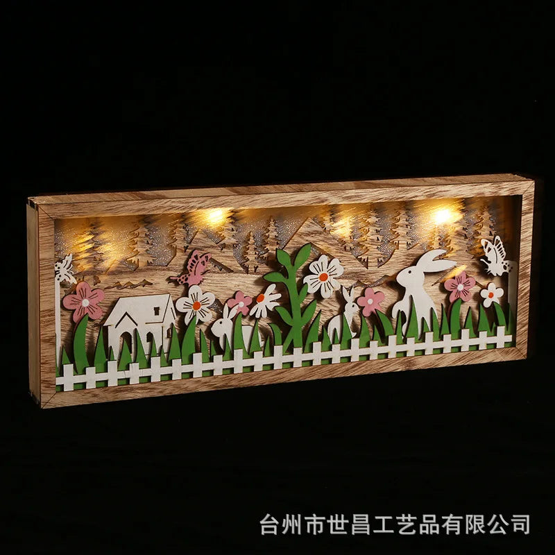 Easter and Thanksgiving 3 Original Wholesale Easter wood carving Wooden photo frame Easter bunny Easter wooden decoration
