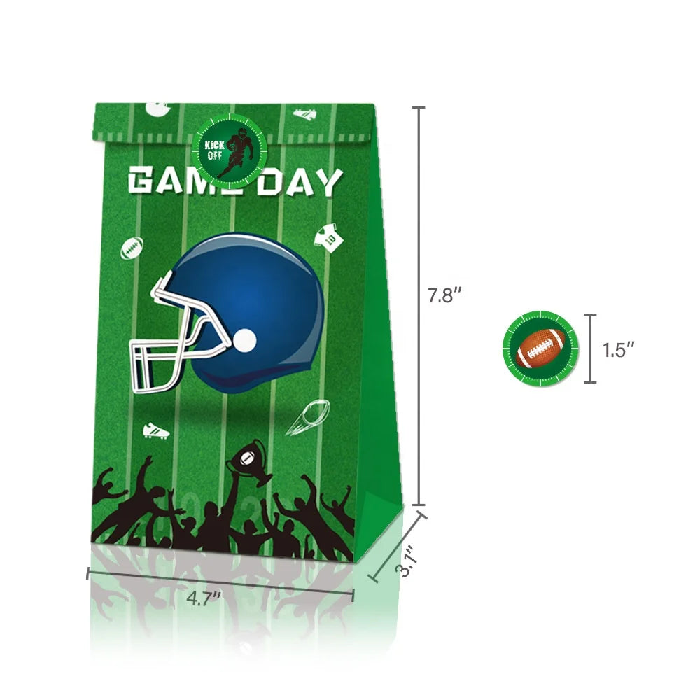 Birthday Party 2 Custom Design 24 pcs American Football Game Paper Gift Bag Set Football Gift Bag Football Birthday Party Decoration