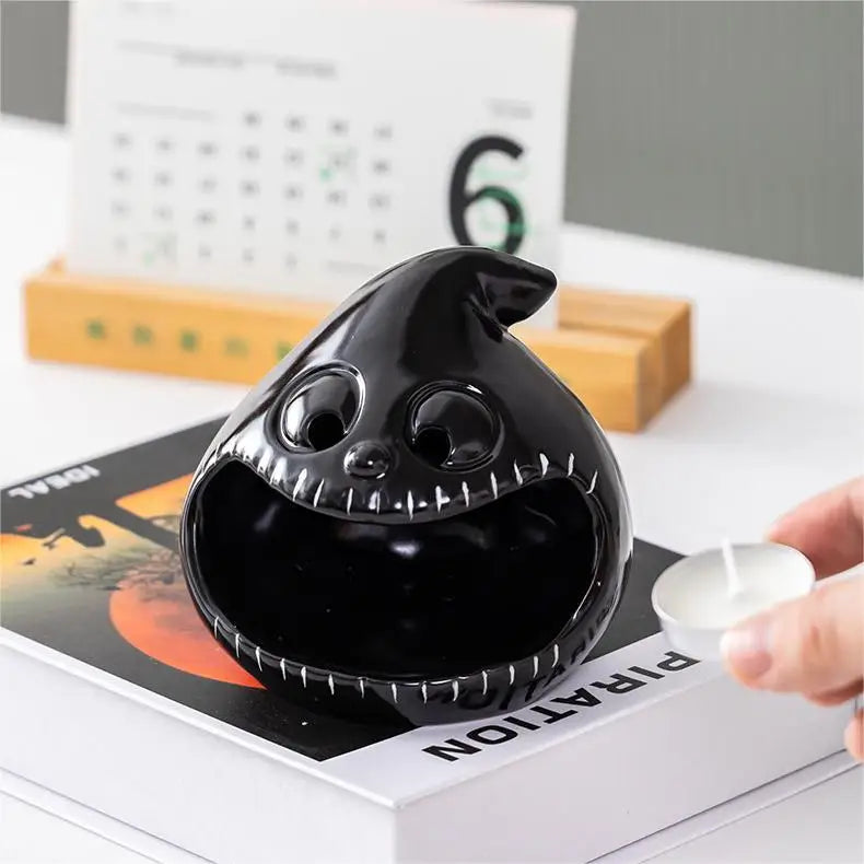 Halloween & Day of the Dead Party Decoration Multifunctional Tabletop Decoration Ghost Candlestick Ceramic Candlestick