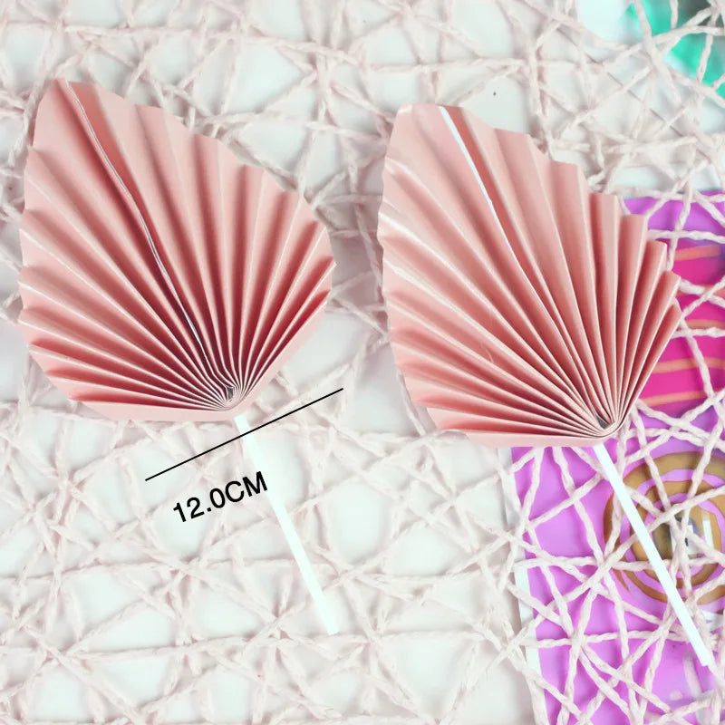 2 pcs set of baking cake decorations birthday folding fan gold leaf cake top hat dessert table decoration