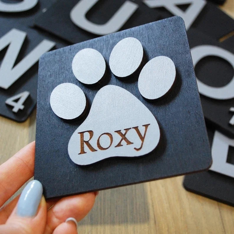 Pet Festival, Personalized Paw Prints Scrabble Paw Prints Logo Dog Gifts Claw Wood Jewelry