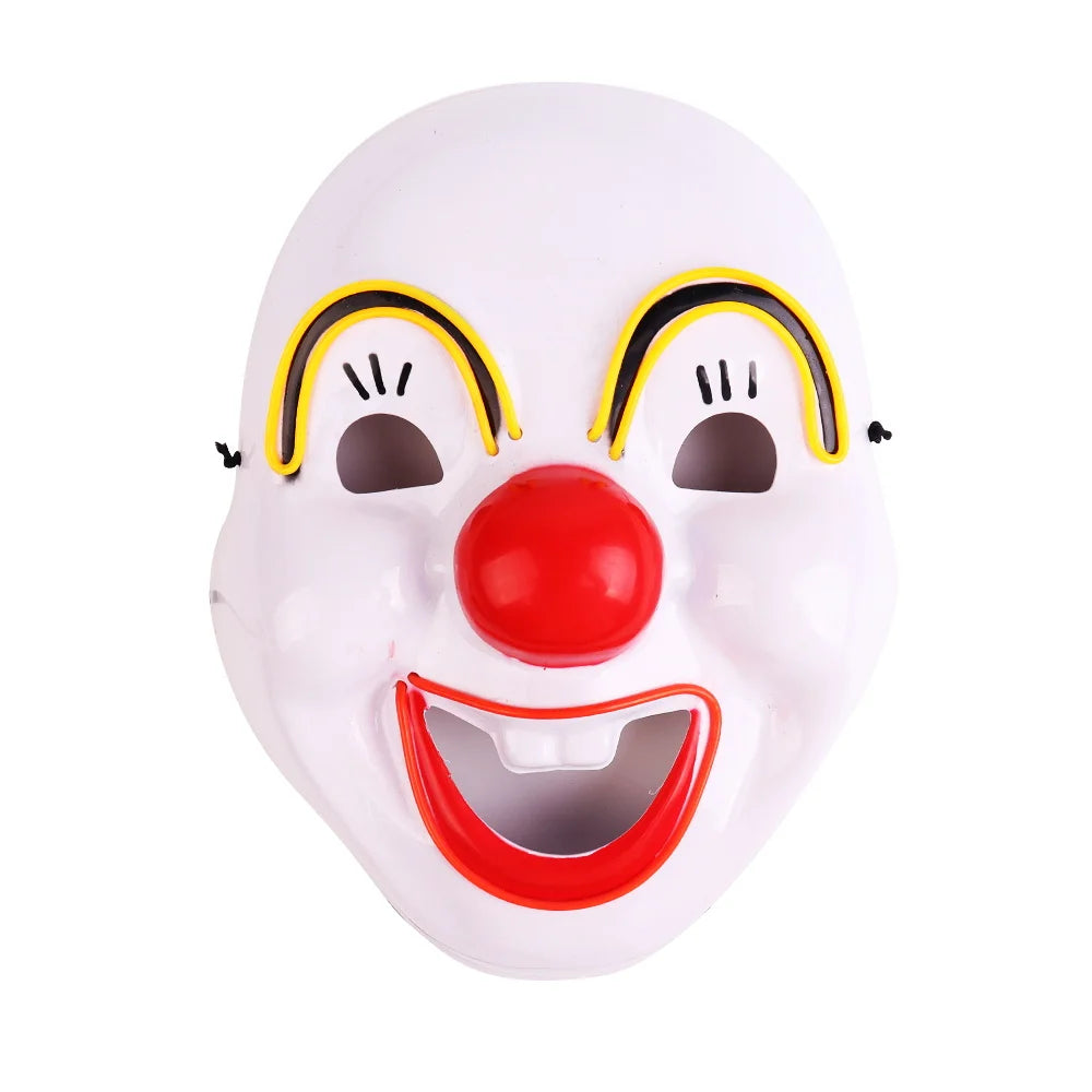 Halloween & Death Day LED Custom Color Horror Freak Carnival Halloween Party Supply Mask Versatile Movie Clown Cosplay Plastic Mask Versatile Party Mask