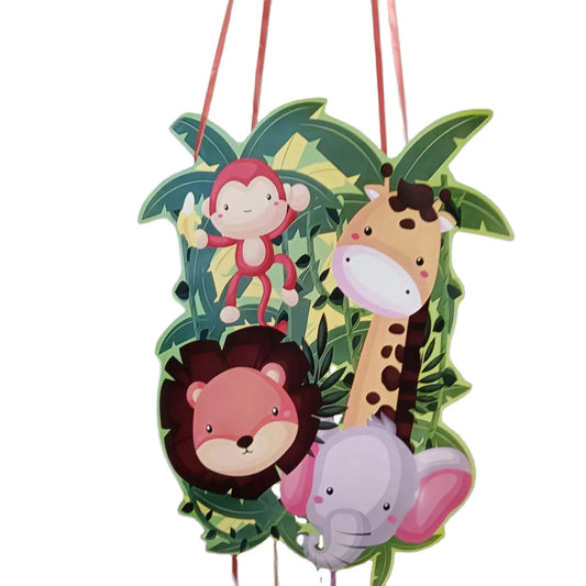 Animal Theme Children Foldable Piñata Charming Happy Decoration Hanging Party Supplies Propz Pulled String Paper Piñata