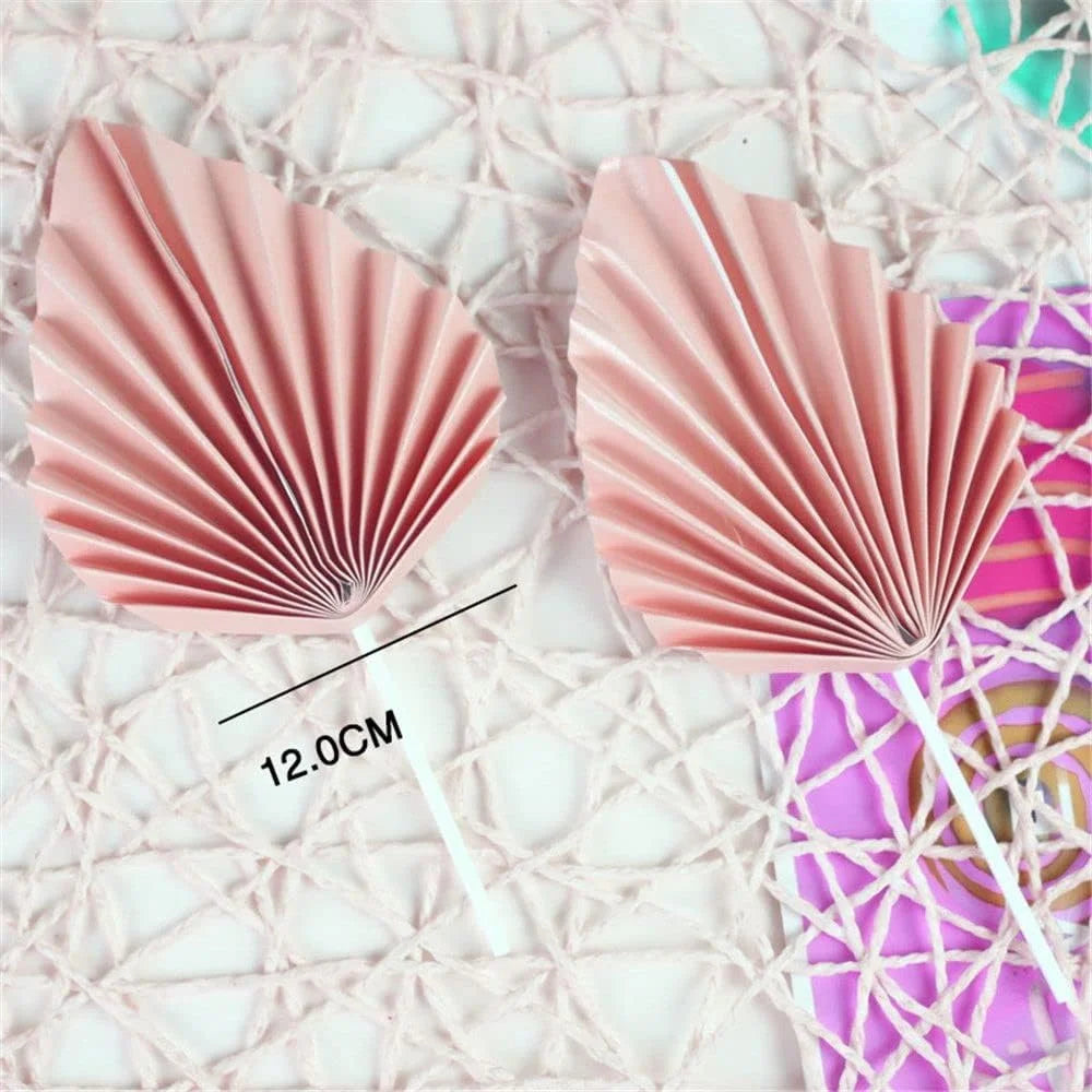 2 pcs set of baking cake decorations birthday folding fan gold leaf cake top hat dessert table decoration