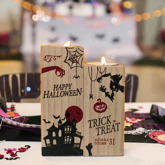 Halloween & Day of the Dead, Party Decorations Creative Wooden Candlesticks Perfect Wooden Gifts