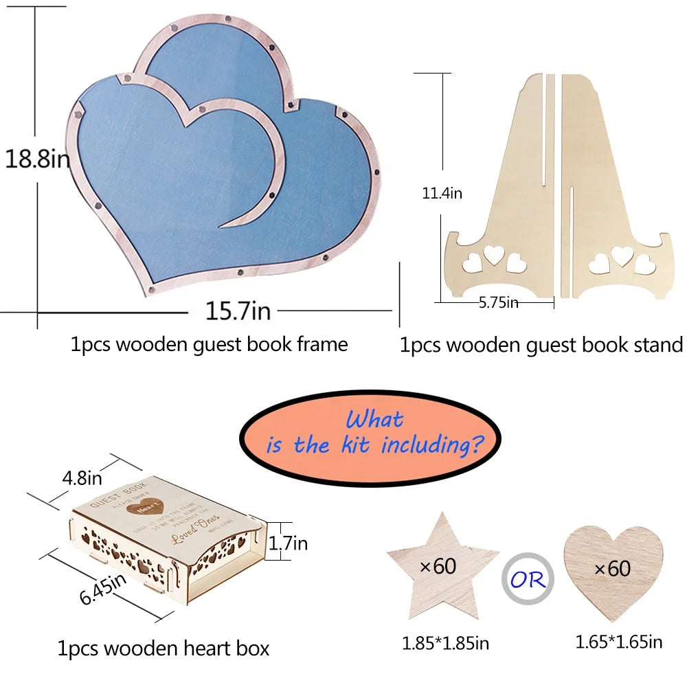 Wooden Crafts, Rustic Sweet Heart Drop Box Wedding Drop Box 3D Guest Book Wooden Box Double Heart Wedding Guest Book
