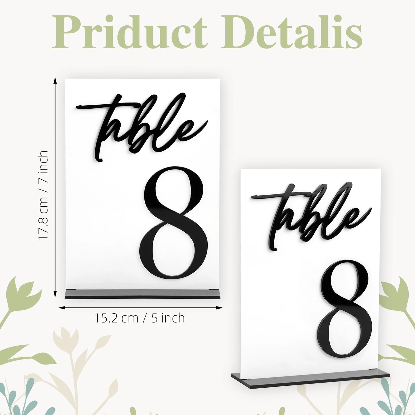 1 Wedding parties, reception and event parties with 5 * 7 inch black acrylic table number restaurant ornament and signage holder