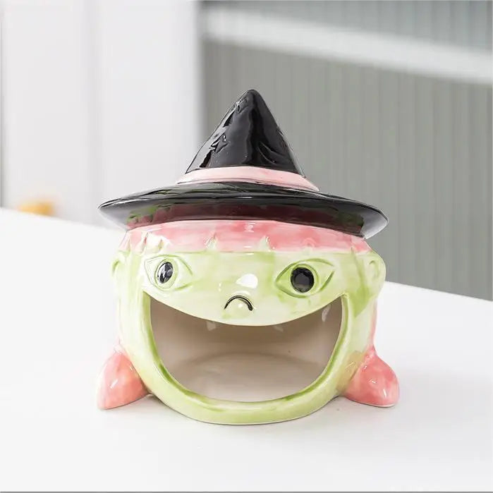 Halloween & Day of the Dead Party Decoration Multifunctional Tabletop Decoration Ghost Candlestick Ceramic Candlestick