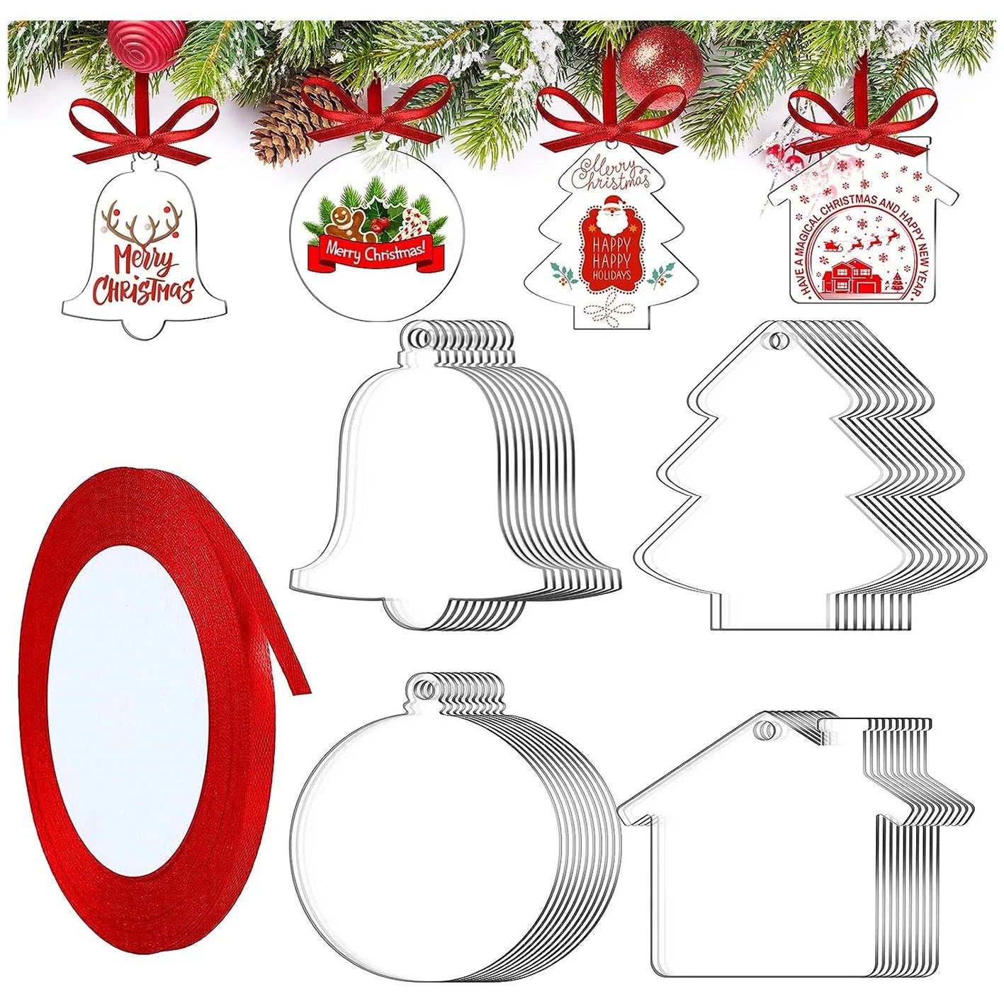 New acrylic 10 pieces DIY tree ornaments can be customized for Christmas ornaments