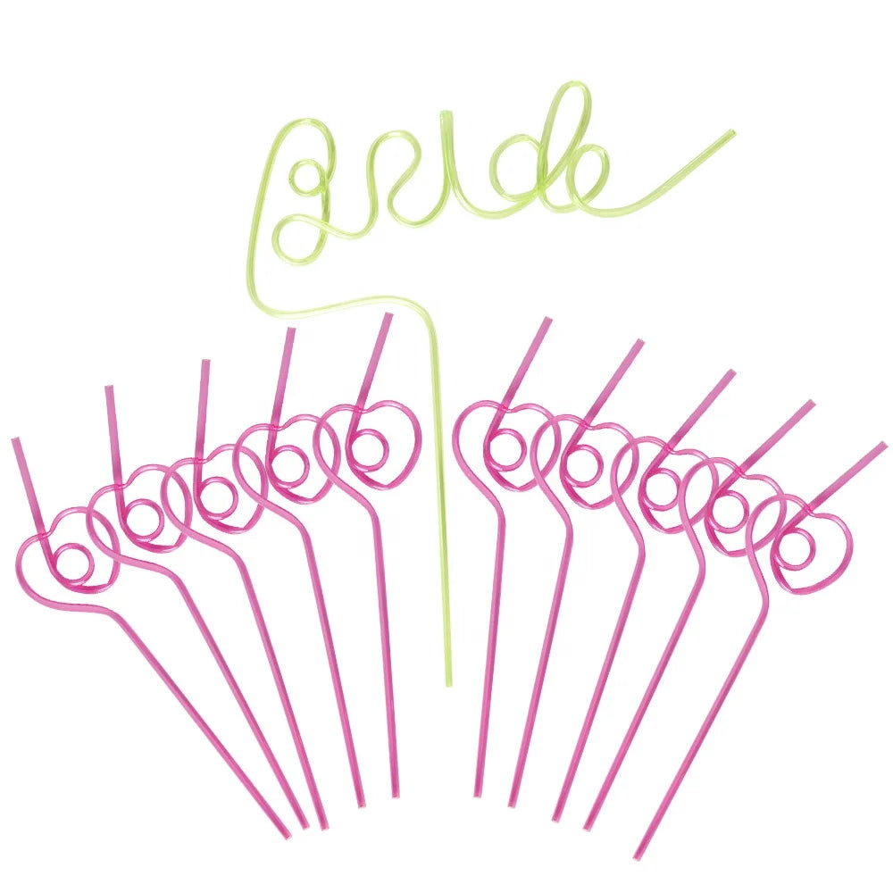 Bachelorette Party 1 Baby Bachelorette Party Crazy XL Pink Baby Straw Reusable Bridal Straw Heart Straw