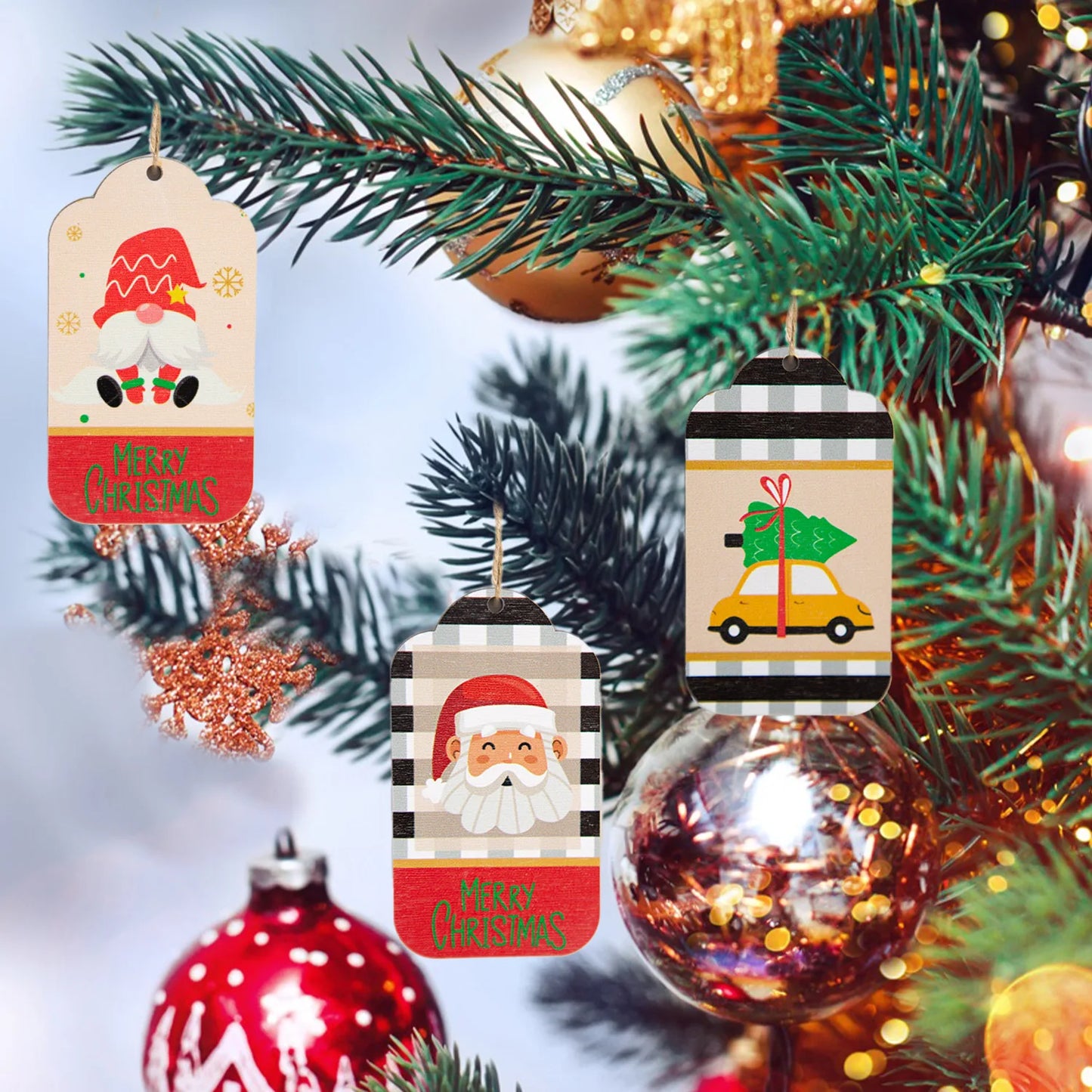 Decorative Wooden Pendant Christmas Snowman Custom Ornaments Hanging Ornaments Christmas