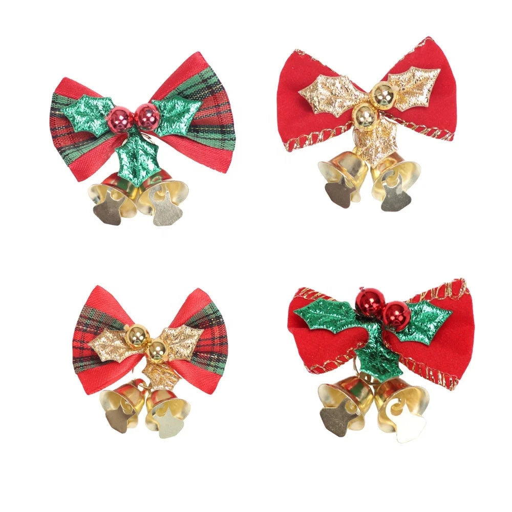 Christmas Party Decorations Mini Christmas Tree Decorations Hanging Bows Christmas Bows with Bells