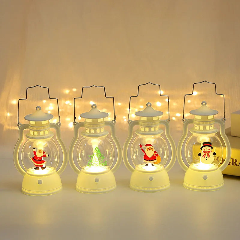Novelty Christmas retro small oil lamp Santa light pony lamp windproof retro small oil lamp