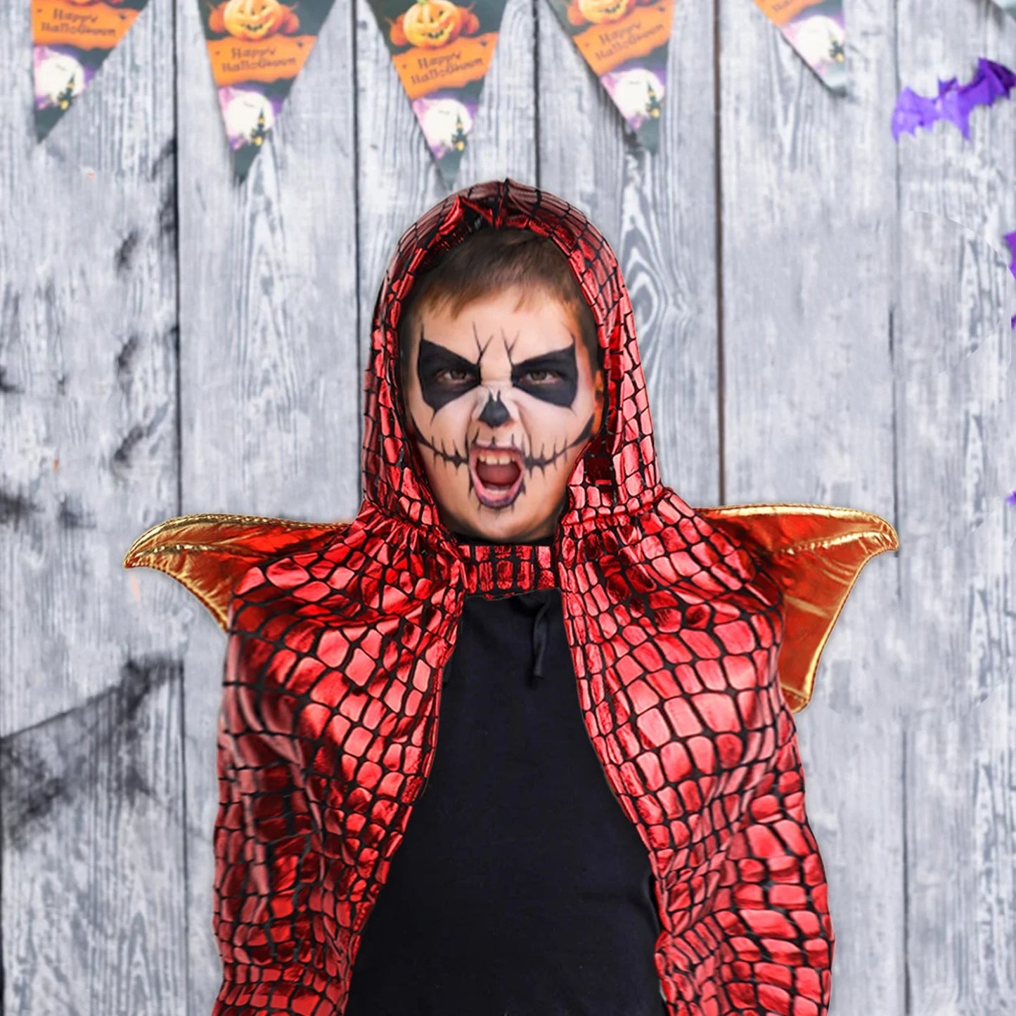 Halloween &amp; Day of the Dead Kids Cape Cosplay Costume Cute Dinosaur Design Costume Cape Red Dragon Cape 