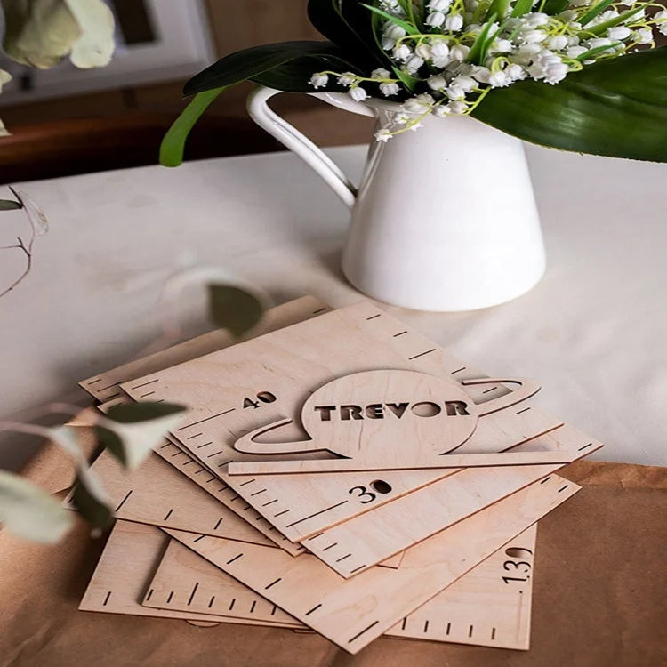 Birthday Party 2 Splicing Wooden Children's Growth Height Meter Ruler Children's Wall Decoration Wall Meter Measurement Sticker 1st Birthday Gift